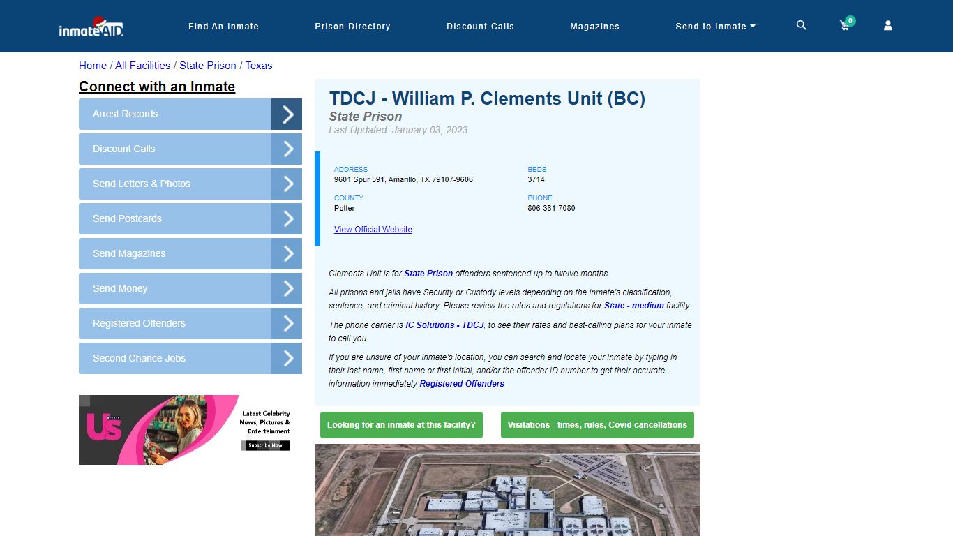 TDCJ - William P. Clements Unit (BC) - InmateAid