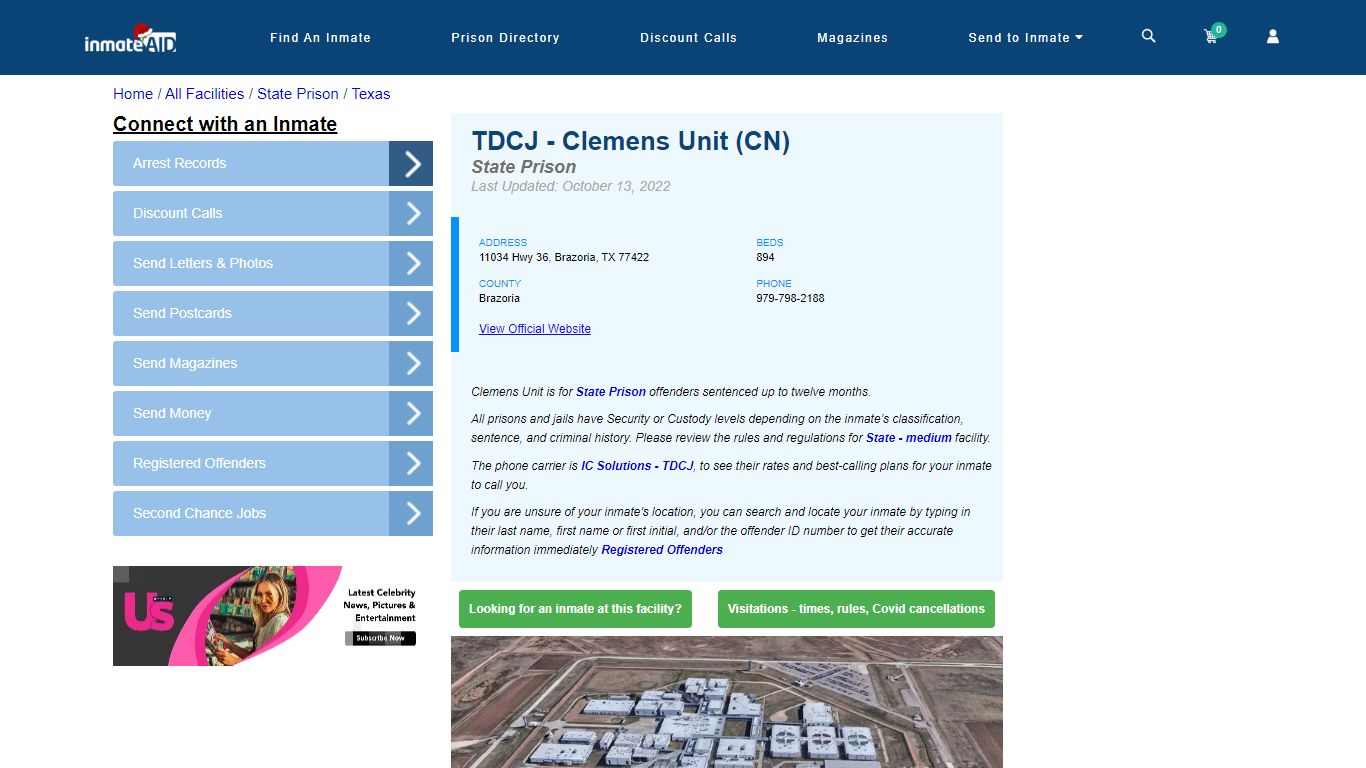 TDCJ - Clemens Unit (CN) & Inmate Search - Brazoria, TX