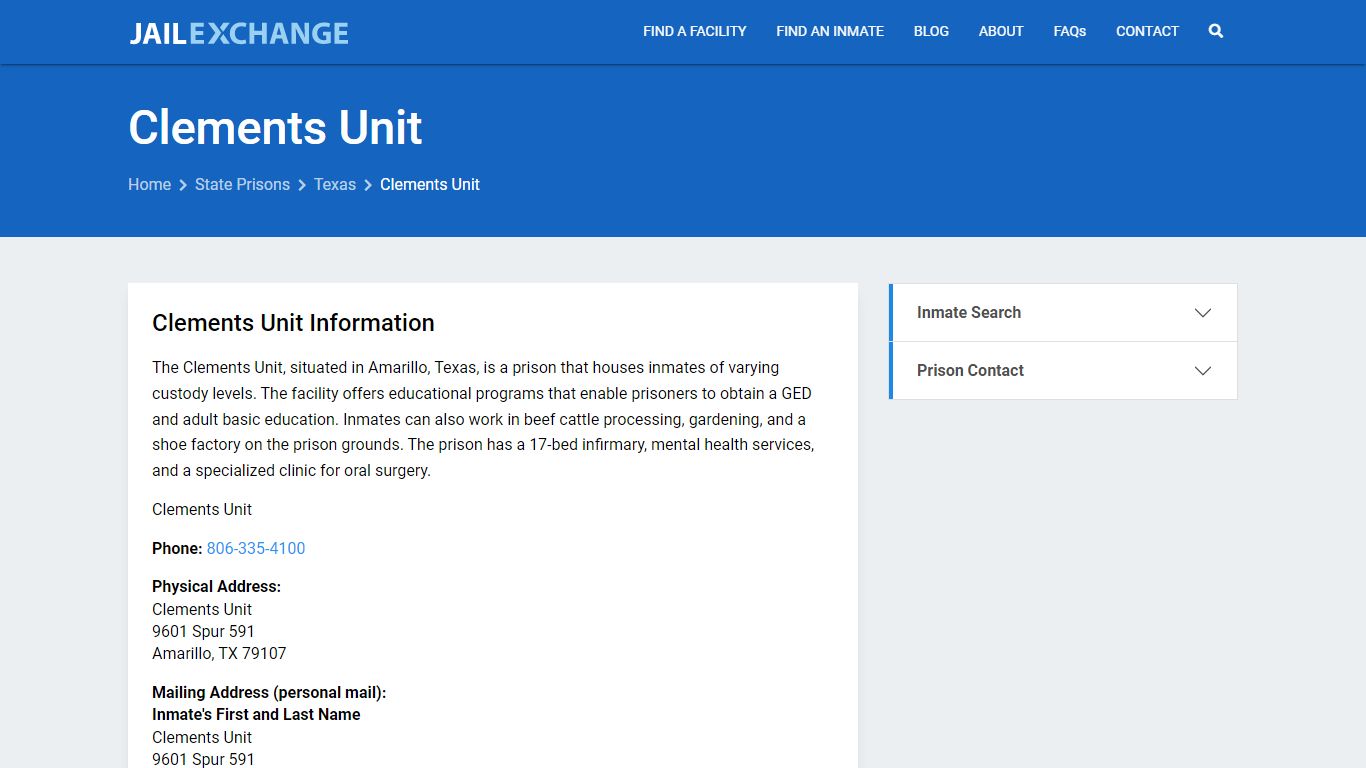 Clements Unit Inmate Search, TX - Jail Exchange